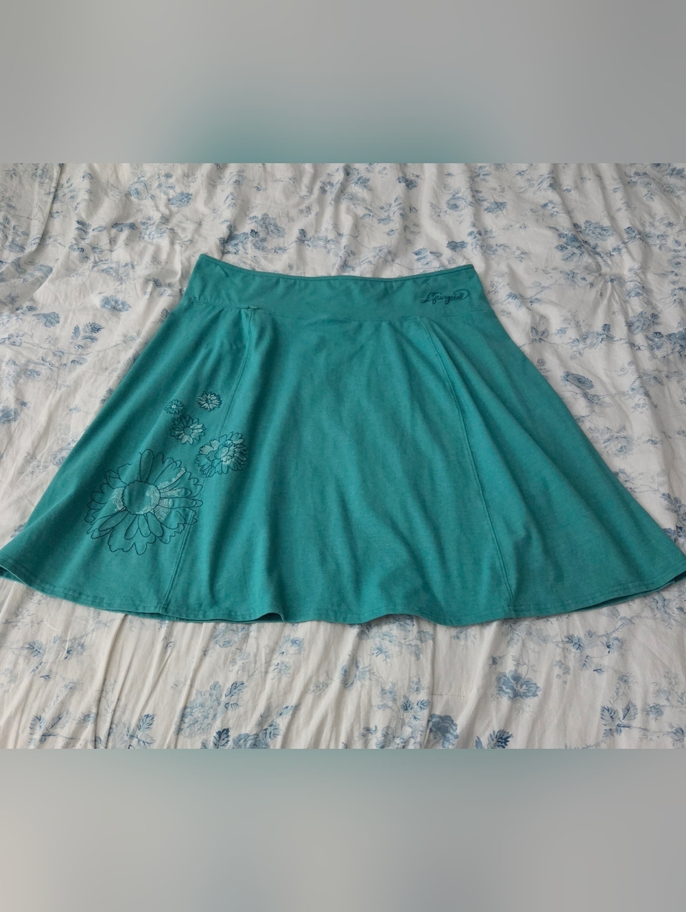 Life Is Good Teal Floral Circle Skirt